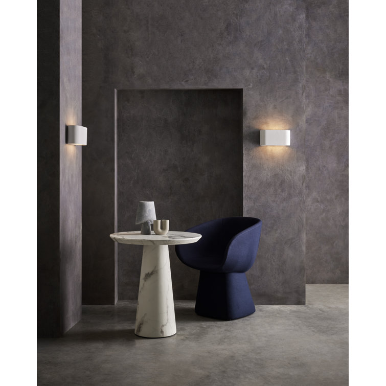 Contemporary Dimmable White Plastered LED Sconce with Crystal Embellishment
