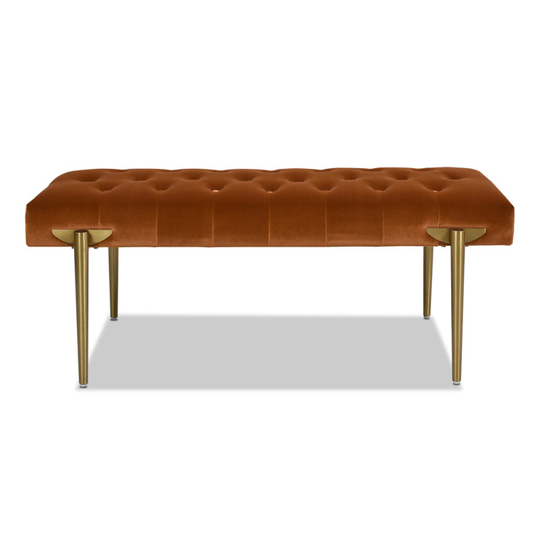 Steel Gray Performance Velvet & Metal Legged Bench