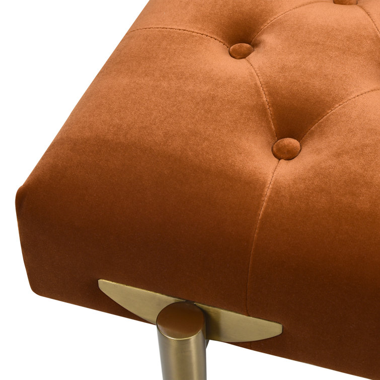 Steel Gray Performance Velvet & Metal Legged Bench