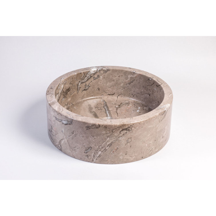 Gray Marble Circular Vessel Bathroom Sink