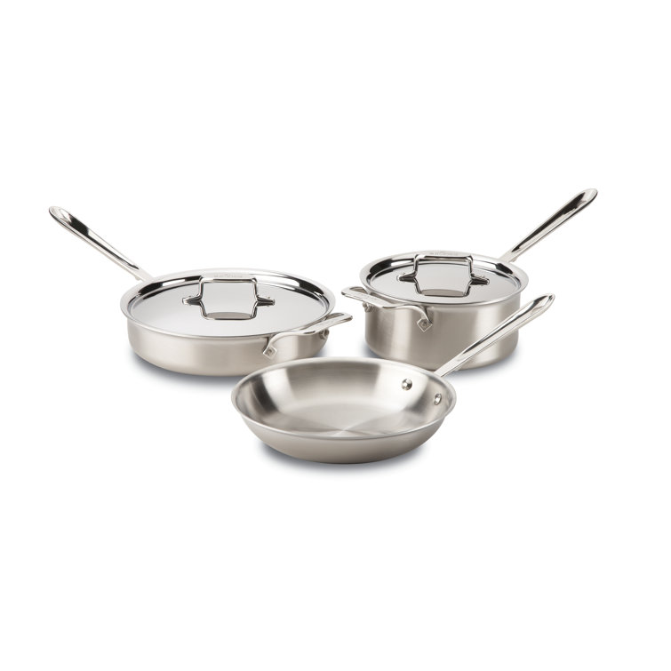 Brushed Stainless Steel 5-Piece Non-Stick Cookware Set