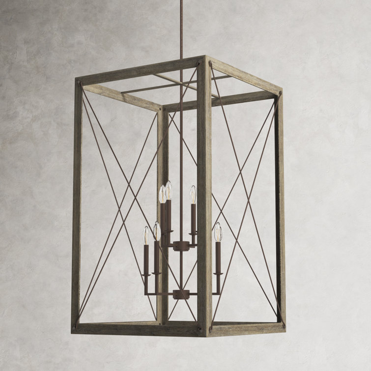 Thornwood Washed Pine 8-Light Indoor/Outdoor Lantern Chandelier