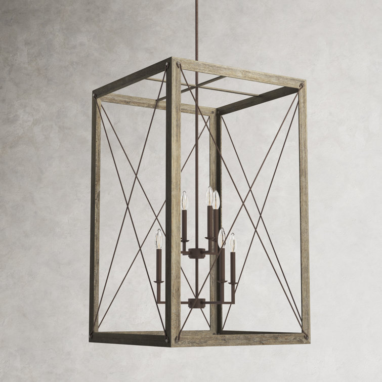 Thornwood Washed Pine 8-Light Indoor/Outdoor Lantern Chandelier