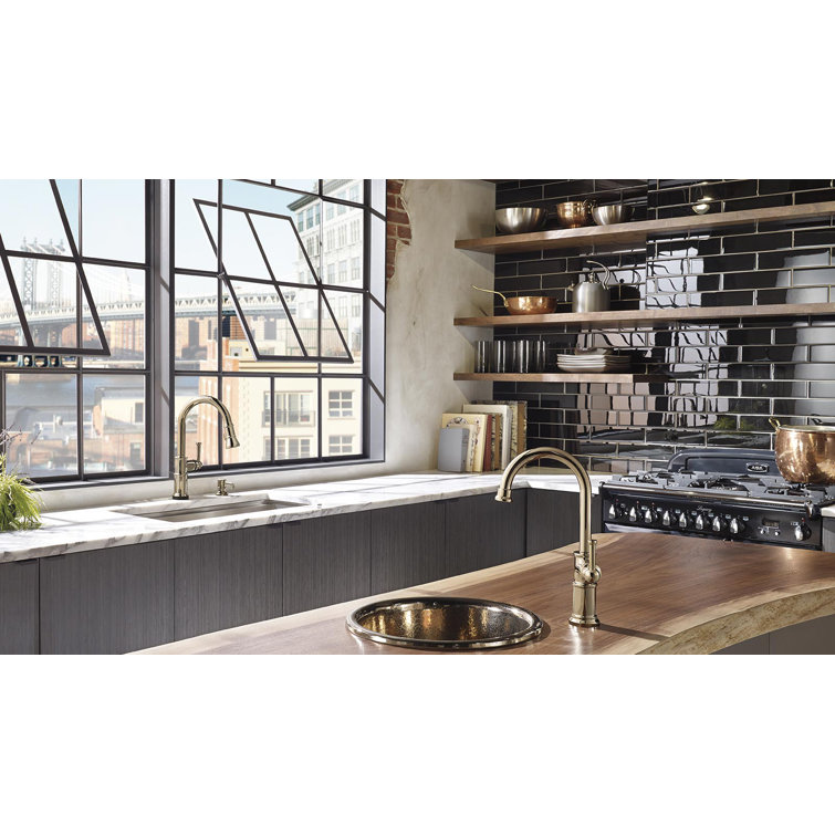 Contemporary Venetian Bronze Kitchen Faucet with Pull-out Spray