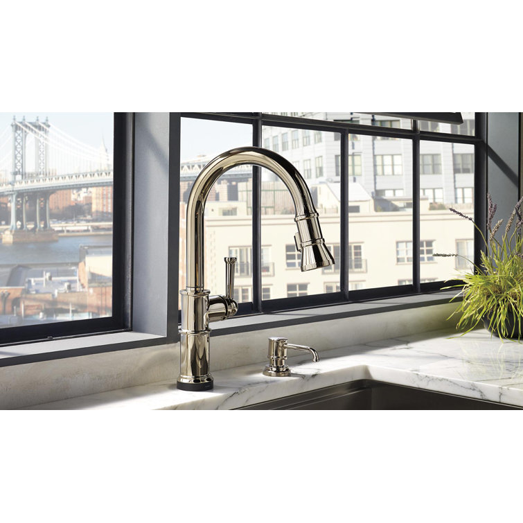 Contemporary Venetian Bronze Kitchen Faucet with Pull-out Spray