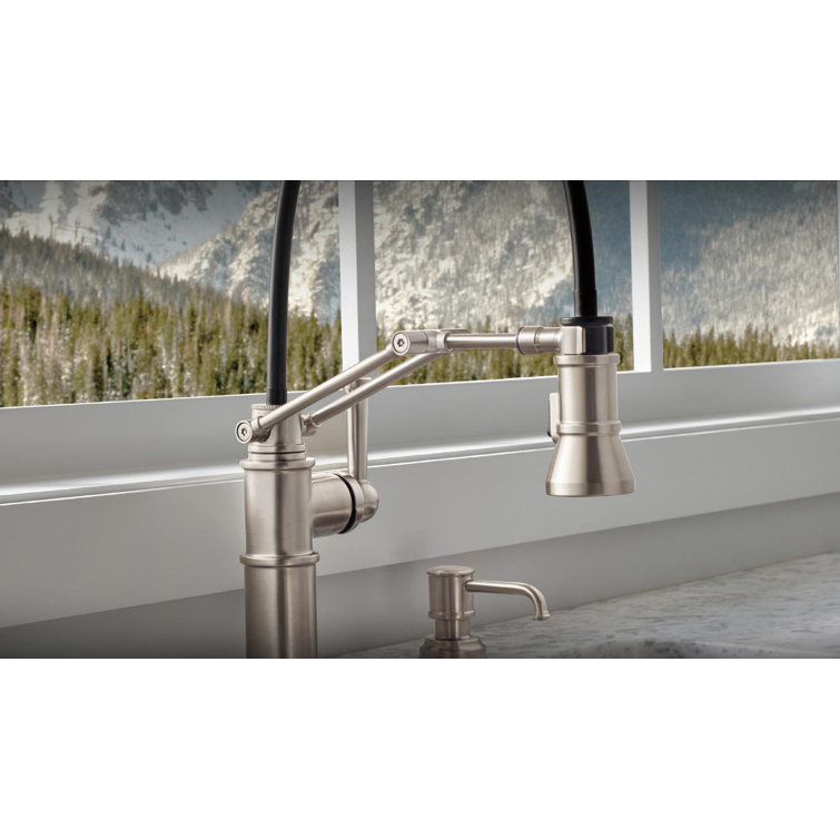 Stainless Steel Traditional Kitchen Faucet with Pull-out Spray