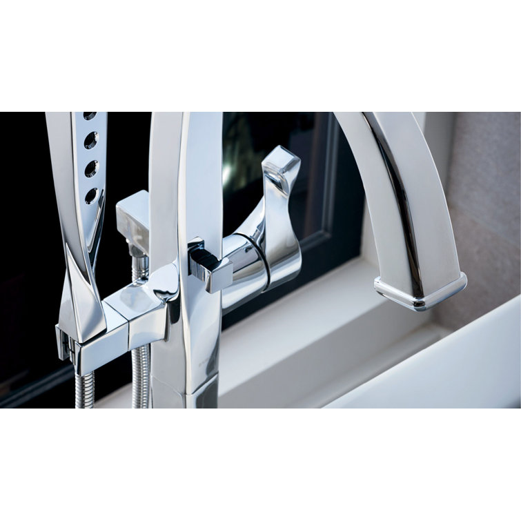 Polished Nickel Brass Freestanding Tub Filler with Handshower