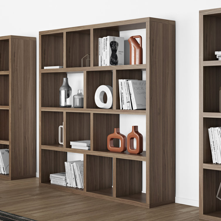 Berlin 59" Walnut Geometric 5-Level Cubbyhole Bookcase