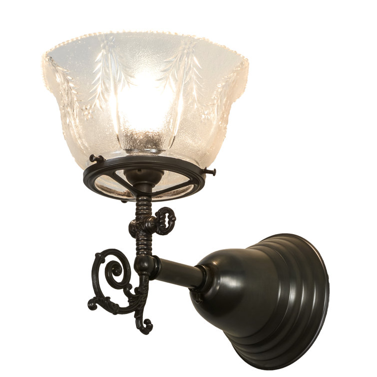 Craftsman Brown Nickel Dimmable Sconce with Clear Textured Glass