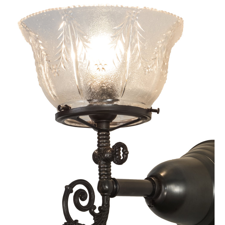 Craftsman Brown Nickel Dimmable Sconce with Clear Textured Glass