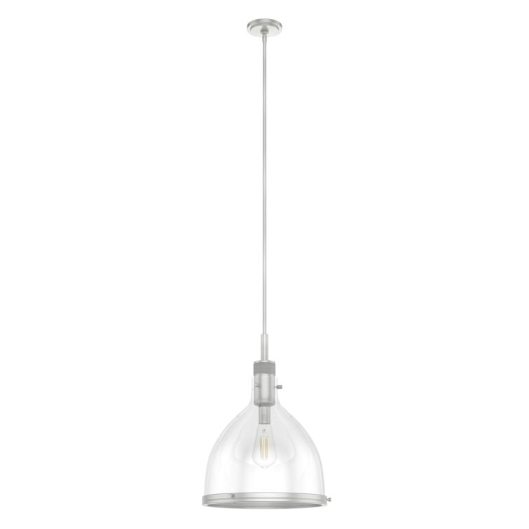 Van Nuys Brushed Nickel 16" Glass Bell Pendant Light
