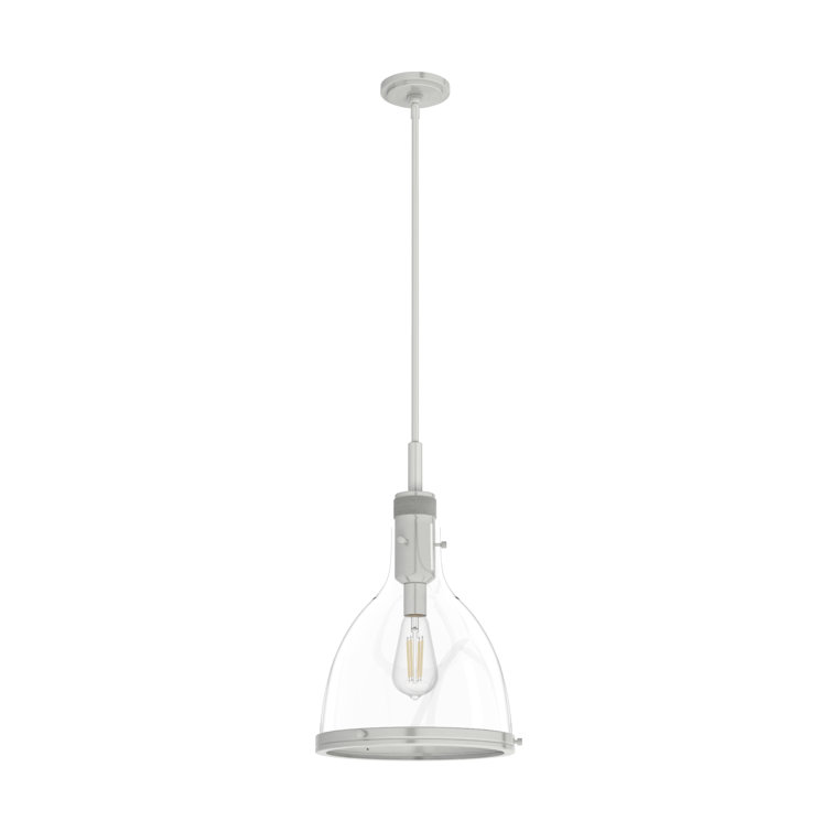 Van Nuys Brushed Nickel 16" Glass Bell Pendant Light