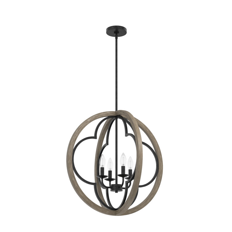Gablecrest 24" French Oak and Iron Globe Pendant Light