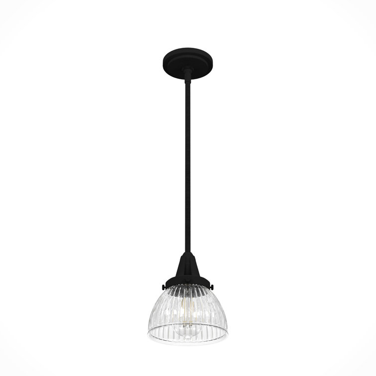 Hunter Cypress Grove Natural Black Iron Mini Pendant Light with Clear Glass Dome Shade