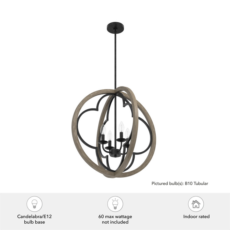 Gablecrest 24" French Oak and Iron Globe Pendant Light