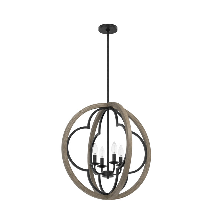 Gablecrest 24" French Oak and Iron Globe Pendant Light