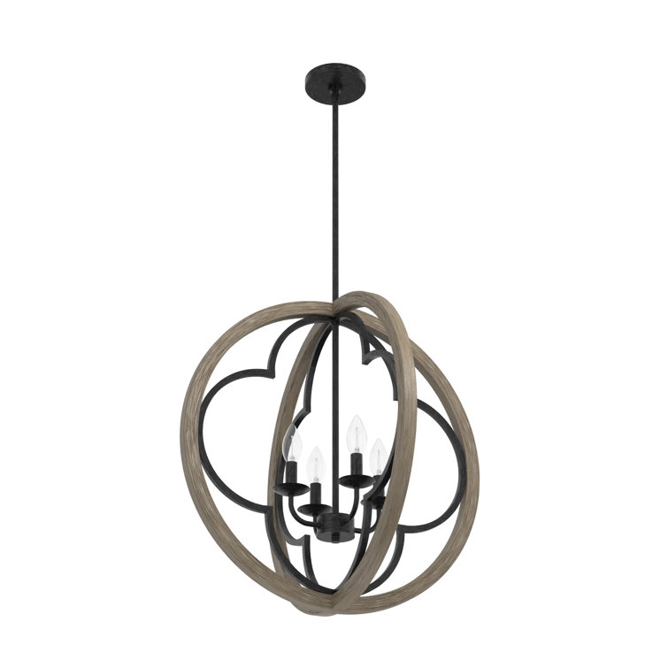 Gablecrest 24" French Oak and Iron Globe Pendant Light