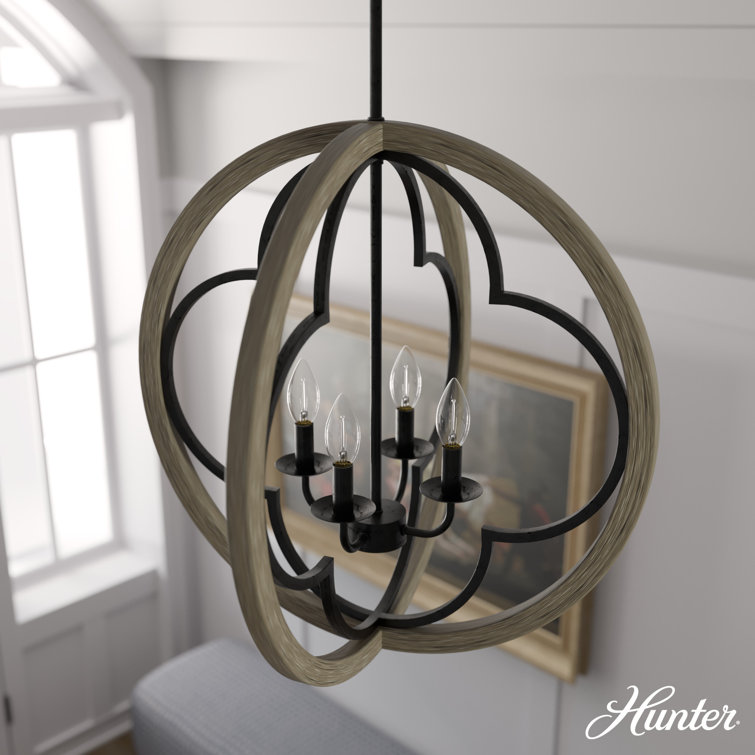Gablecrest 24" French Oak and Iron Globe Pendant Light