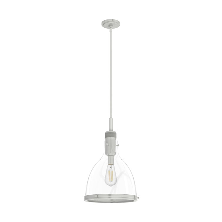 Van Nuys Brushed Nickel 16" Glass Bell Pendant Light