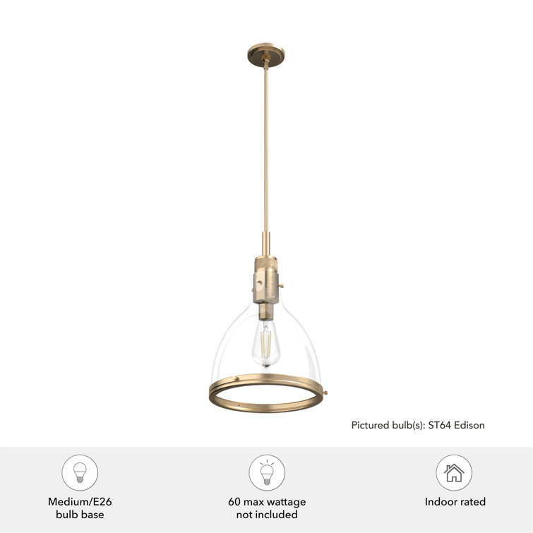 Alturas Gold Modern 16" Glass Bell Pendant Light