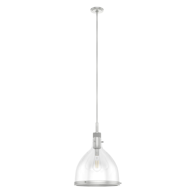 Van Nuys Brushed Nickel 16" Glass Bell Pendant Light