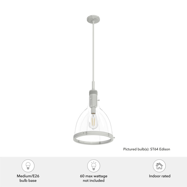 Van Nuys Brushed Nickel 16" Glass Bell Pendant Light