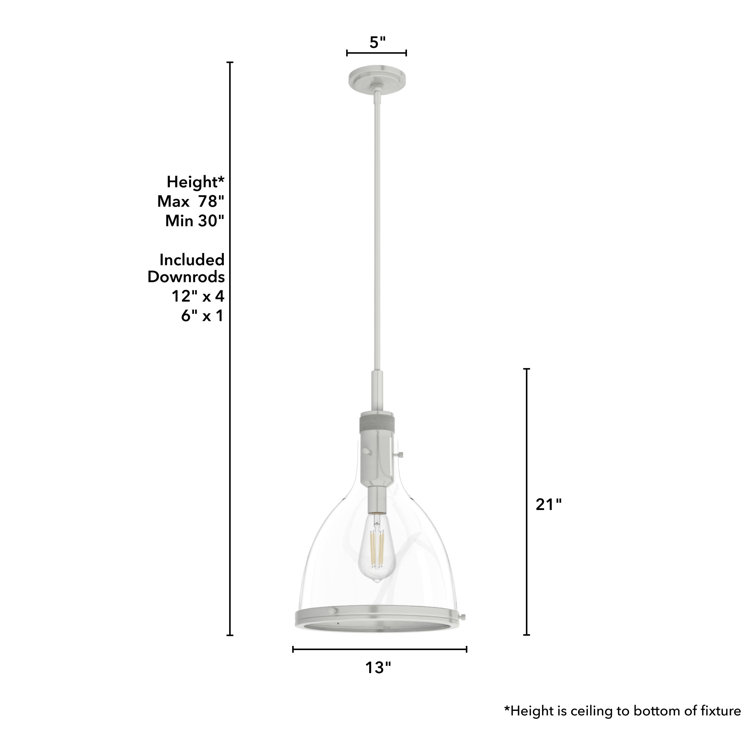 Van Nuys Brushed Nickel 16" Glass Bell Pendant Light