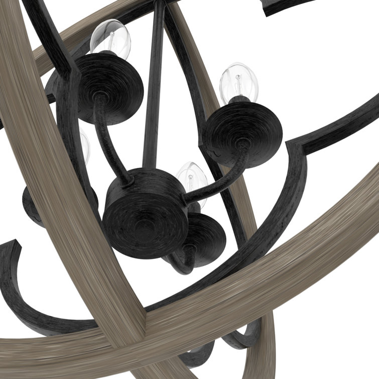 Gablecrest 24" French Oak and Iron Globe Pendant Light
