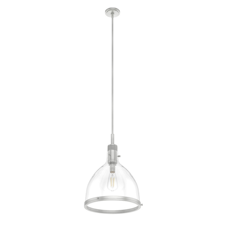 Van Nuys Brushed Nickel 16" Glass Bell Pendant Light