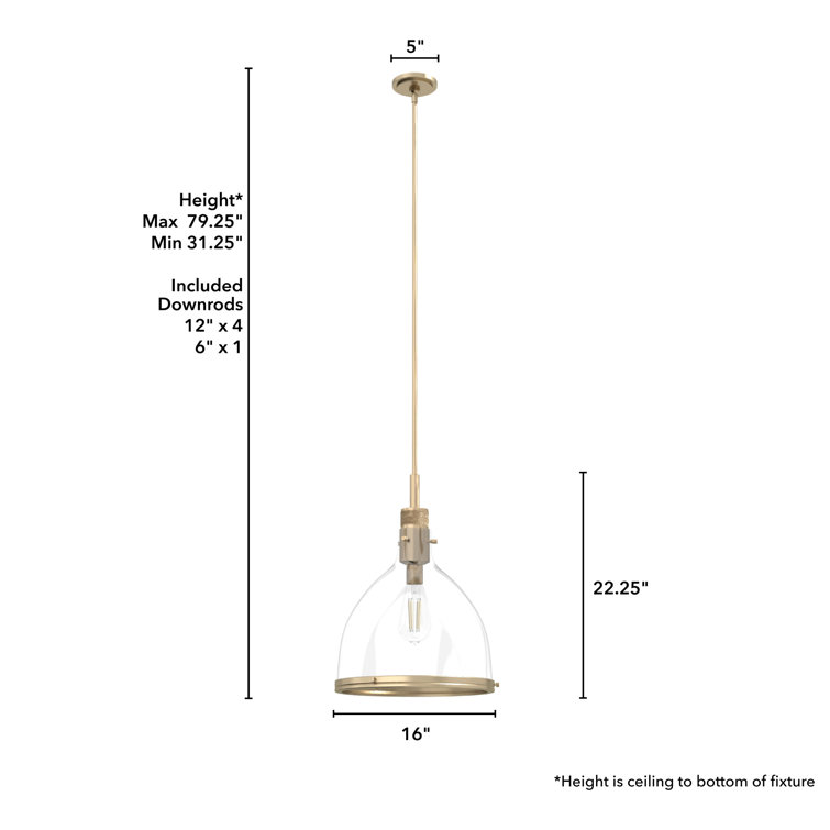 Alturas Gold Modern 16" Glass Bell Pendant Light
