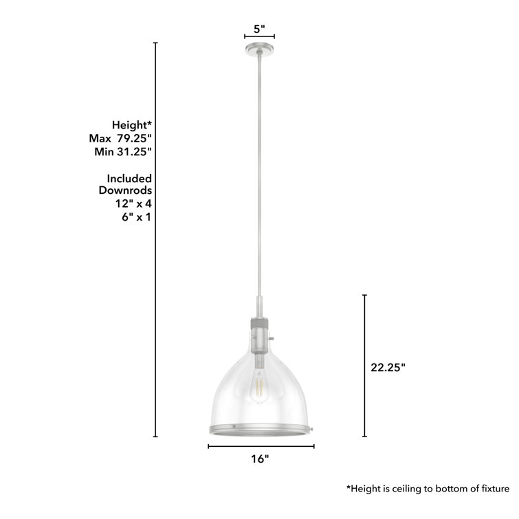Van Nuys Brushed Nickel 16" Glass Bell Pendant Light