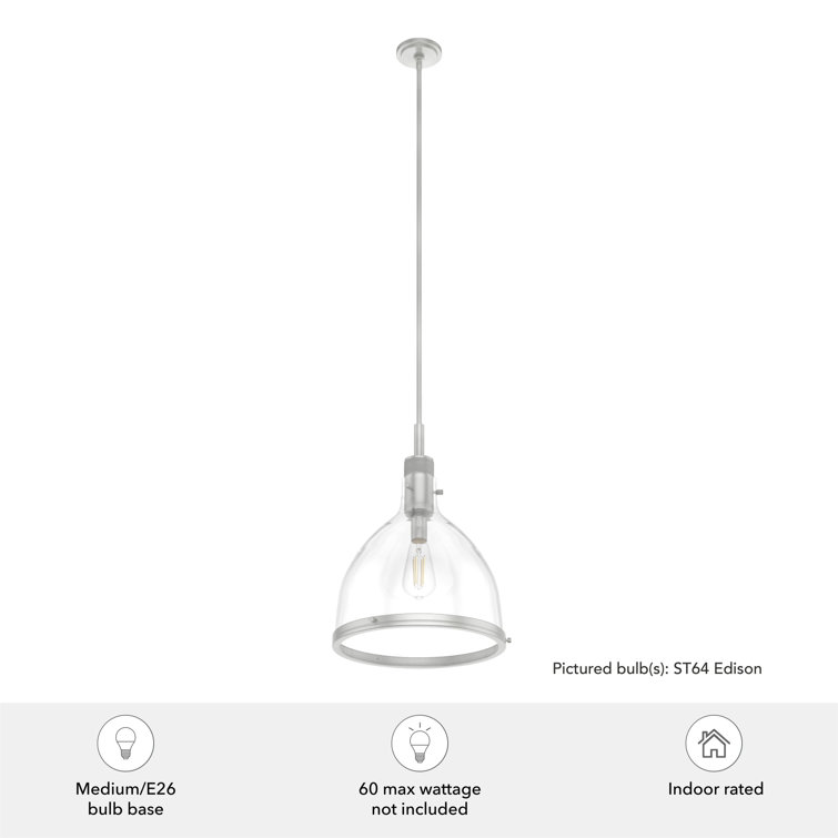 Van Nuys Brushed Nickel 16" Glass Bell Pendant Light