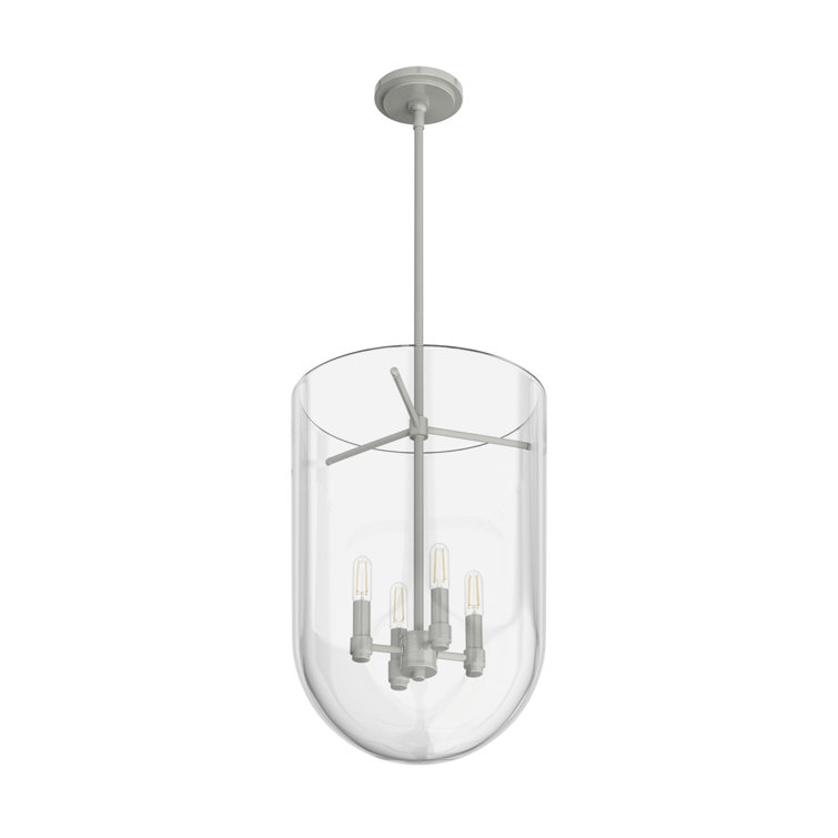 Brushed Nickel 4-Light Clear Glass Pendant