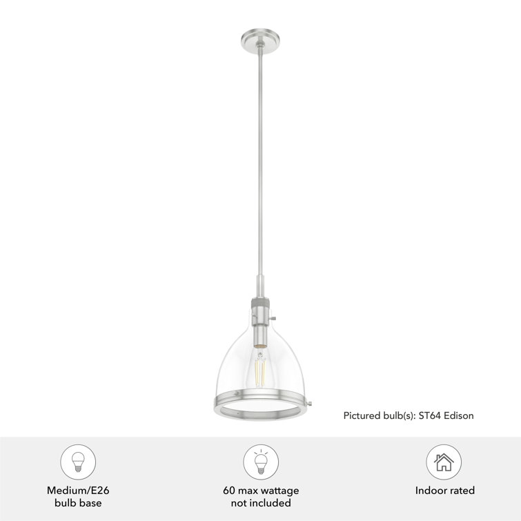 Van Nuys Brushed Nickel Glass Bell Pendant Light