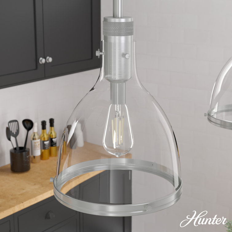 Van Nuys Brushed Nickel 16" Glass Bell Pendant Light
