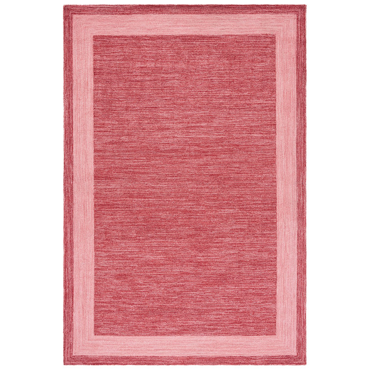 Red Hand-Hooked Floral Border 2' x 3' Rug