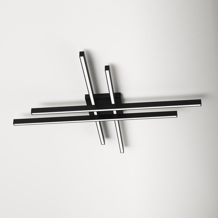 Parallax 32" Brushed Nickel LED Flush Mount with White Shade