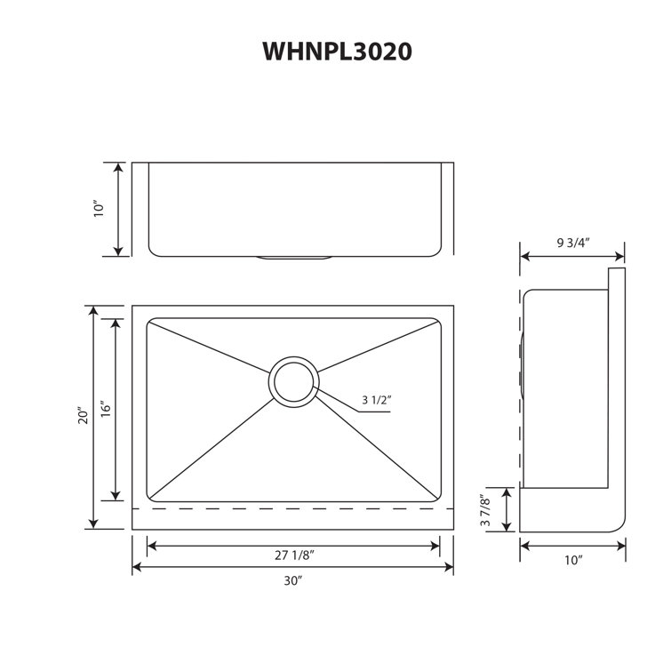 Copper 30" Farmhouse Drop-In Single Bowl Stainless Steel Sink