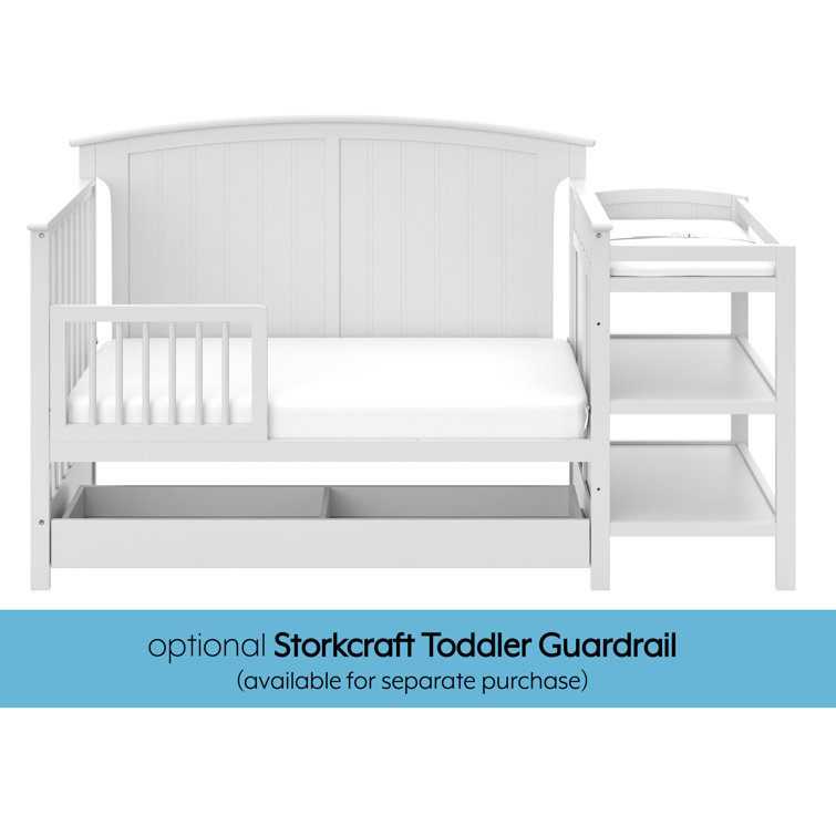 White 4-in-1 Convertible Crib with Changer and Drawer