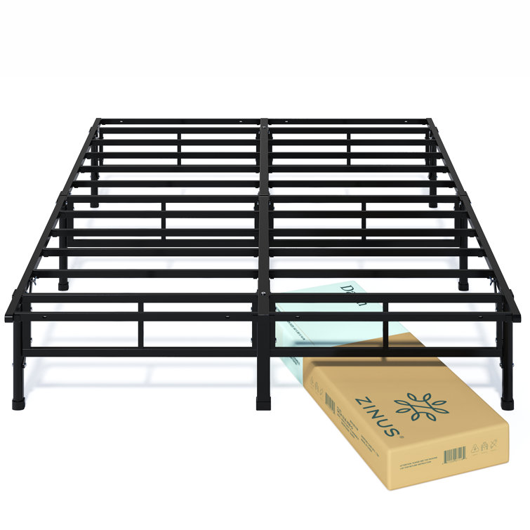 Queen Black Metal Platform Bed Frame with Storage