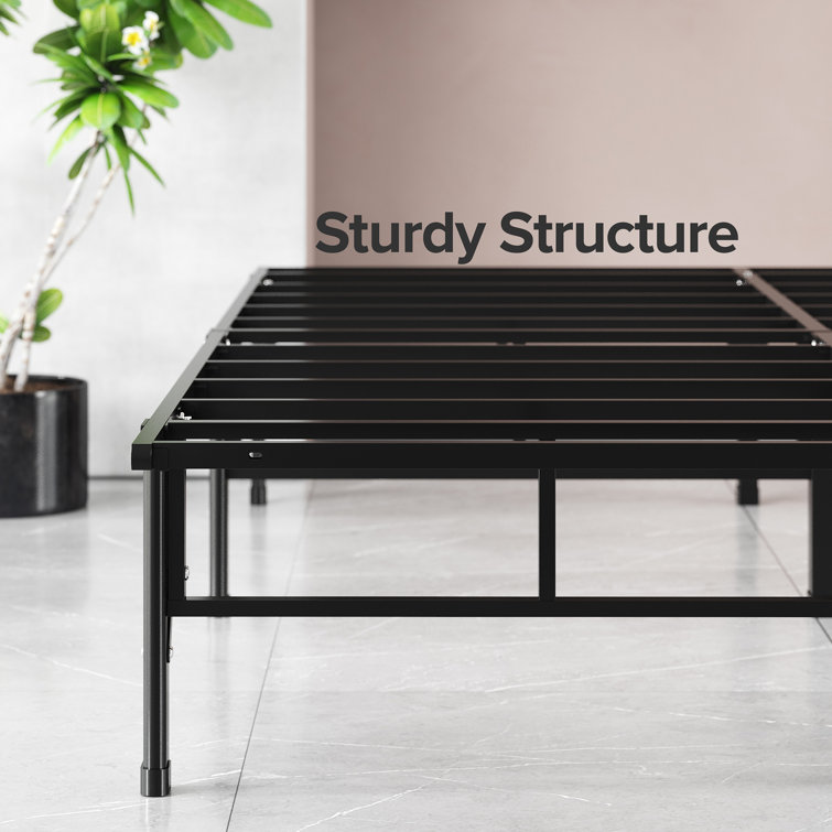 Queen Black Metal Platform Bed Frame with Storage