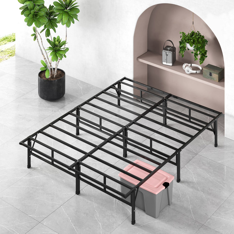 Queen Black Metal Platform Bed Frame with Storage