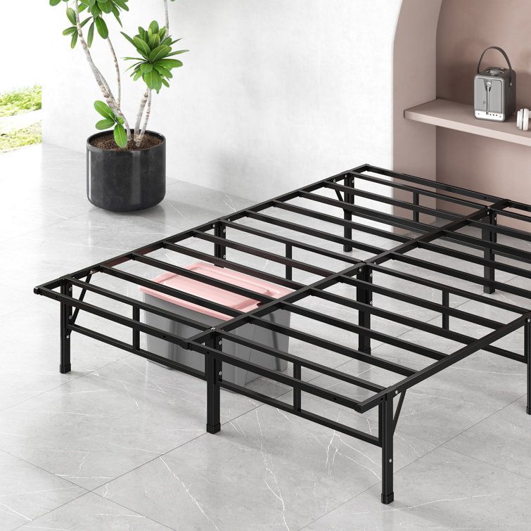 Queen Black Metal Platform Bed Frame with Storage