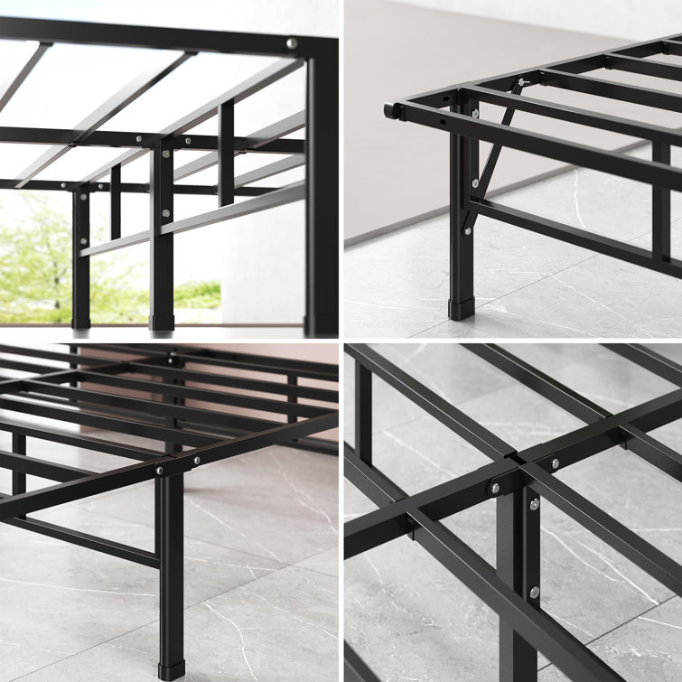Queen Black Metal Platform Bed Frame with Storage
