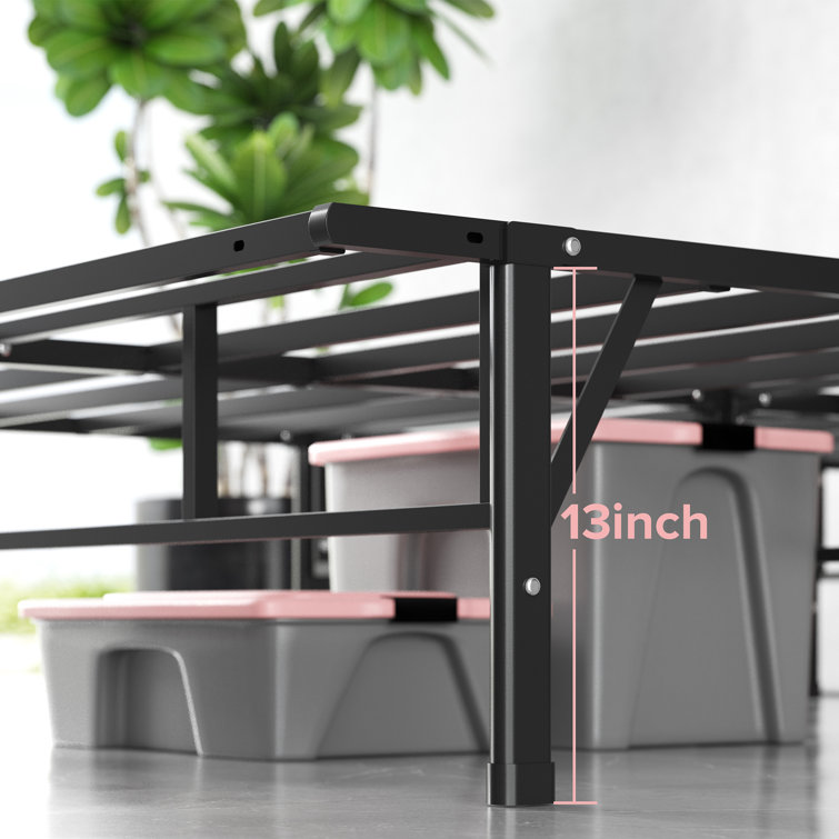Queen Black Metal Platform Bed Frame with Storage
