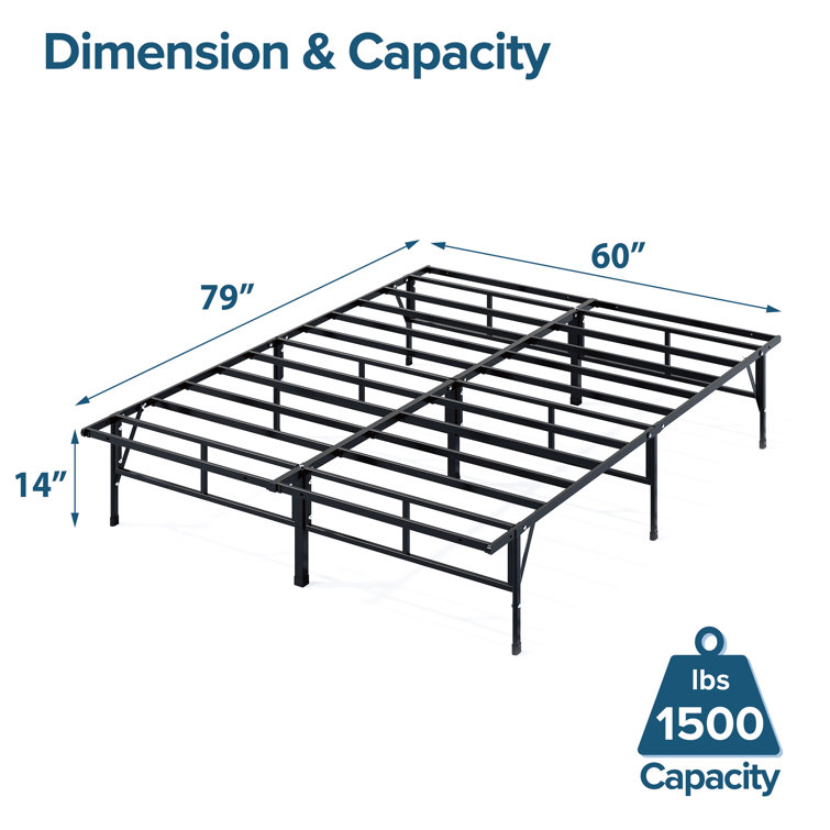 Queen Black Metal Platform Bed Frame with Storage