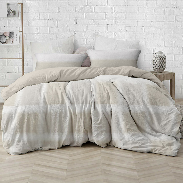 Delara Beige Organic Cotton Queen Duvet Cover Set