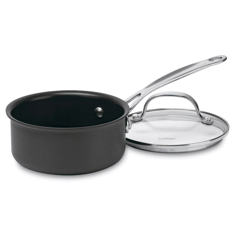 1.5 Quart Black Aluminum Non-Stick Saucepan with Lid