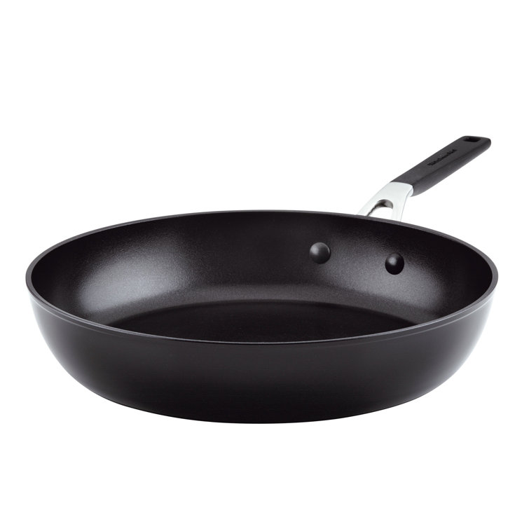 12.25" Black Aluminum Nonstick Frying Pan with Silicone Handle