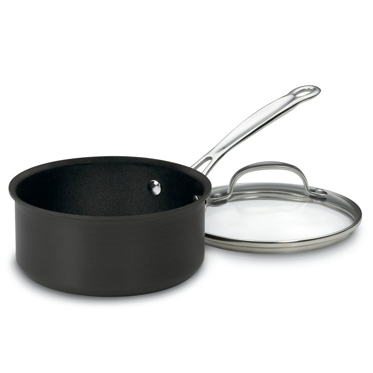 Hard Anodized Non-Stick Aluminum Saucepan with Lid, 3 Qt.